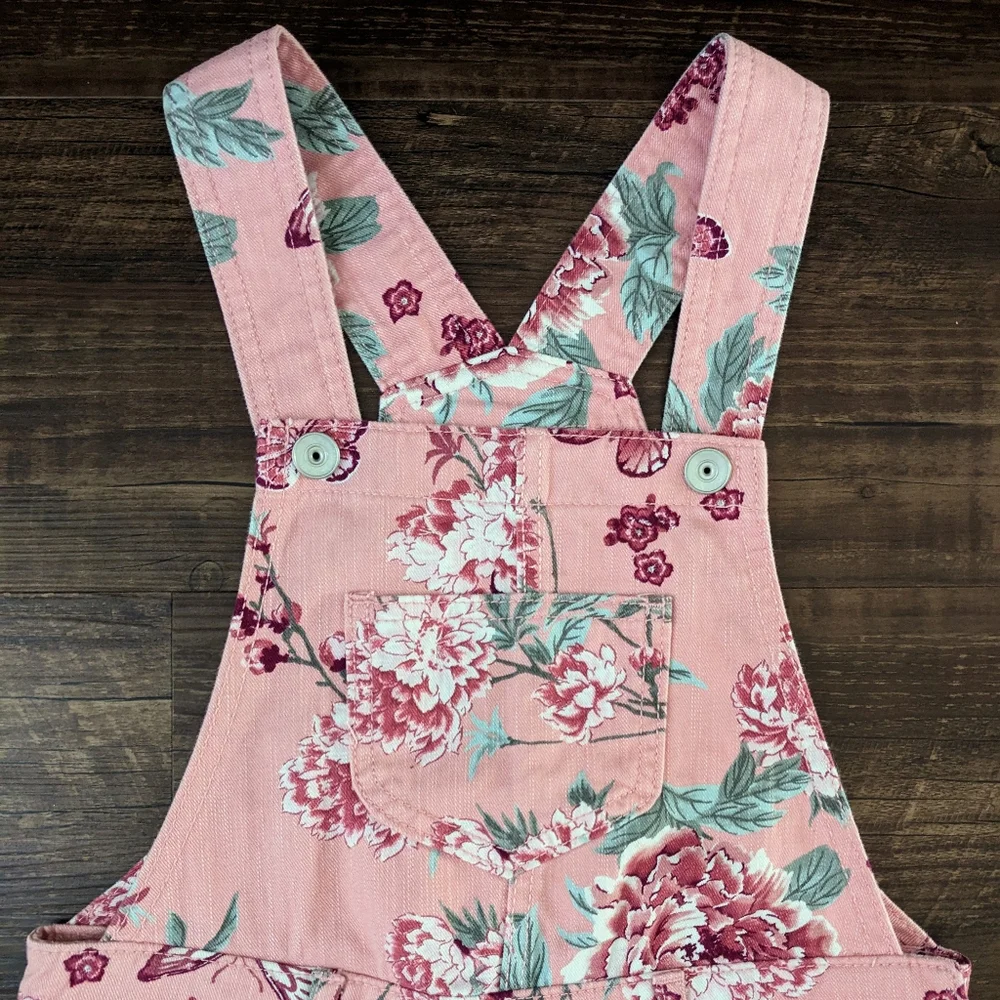 Children's Place Pink Floral Shortalls Overalls